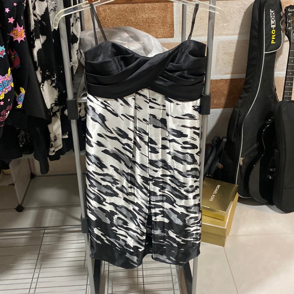 Y2K strapless mini dress black animal print